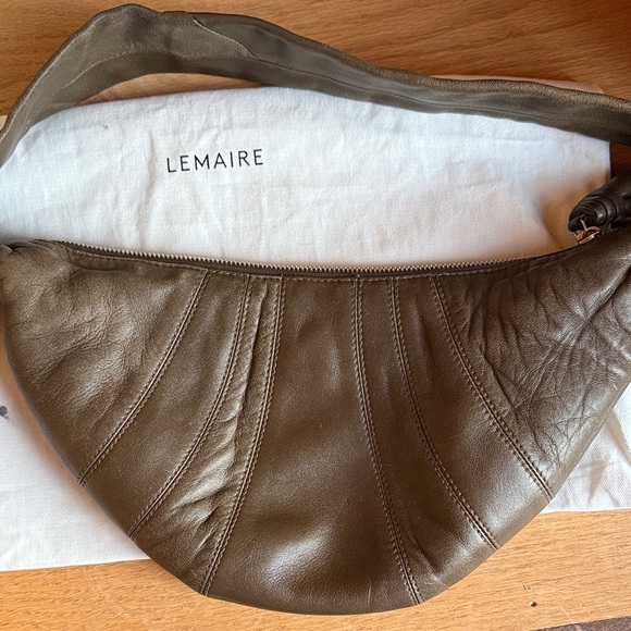 Lemaire Olive Brown Leather Small Croissant Bag - Picture 3 of 10